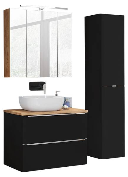 Badmöbel-Set TOSKANA-56-152 3er-Set Grau - Holzwerkstoff - 135 x 190 x 46 cm