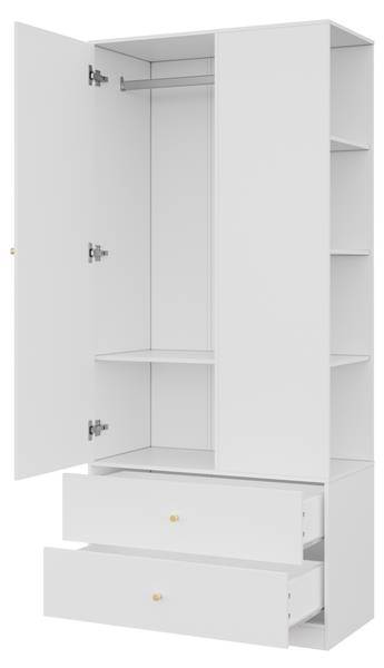Kleiderschrank  MUDBA495 Ⅳ Weiß - Holzwerkstoff - 80 x 180 x 40 cm
