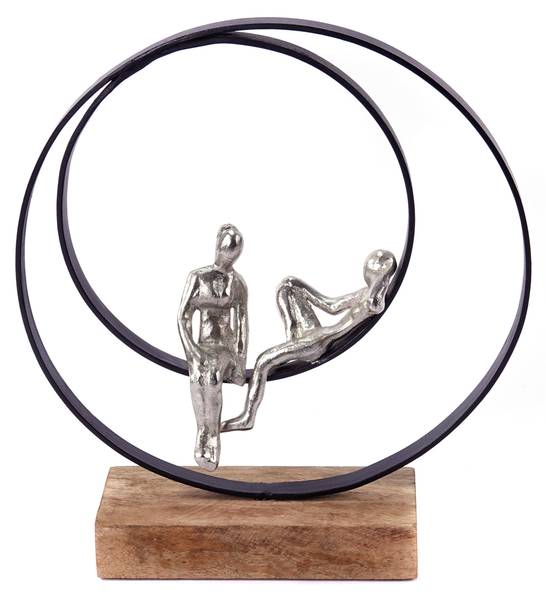 Skulptur Date Schwarz - Massivholz - 31 x 34 x 9 cm