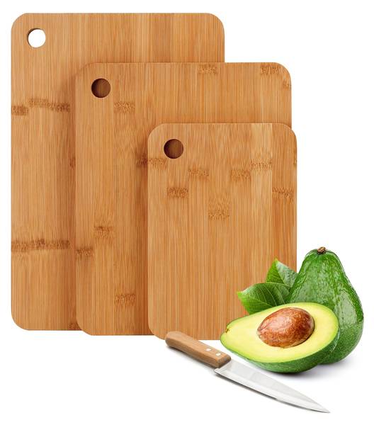 Schneidebrett 3er Set Bambus Braun - Bambus - 22 x 2 x 33 cm