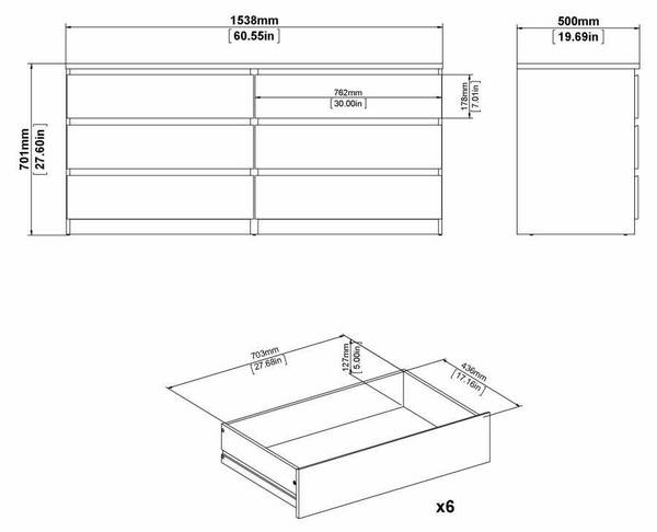 Kommode Ingrid Schwarz - Holzwerkstoff - 154 x 70 x 50 cm