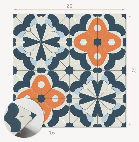 Vinylfliese KachelBlume 20er-Set 20 x 20 cm