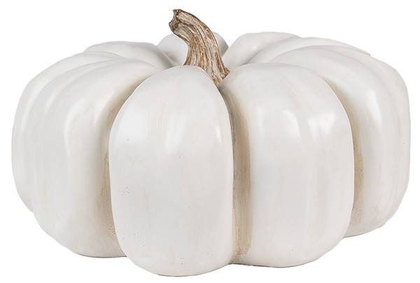 Decoratie Pompoen Deco&Chance wit - kunststof - 27 x 16 x 27 cm