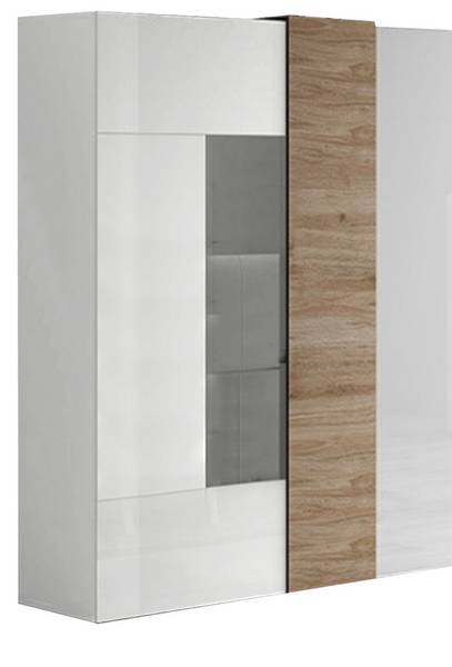 Vitrine 2 portes en verre sans éclairage Blanc - Bois manufacturé - 121 x 169 x 44 cm