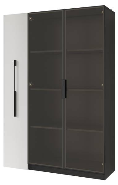 Standvitrine GLOWWoody Ⅳ Schwarz - Holzwerkstoff - 35 x 160 x 111 cm