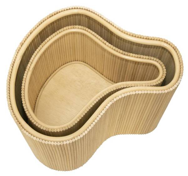 Beistelltisch MARSA 2er-Set Beige - Rattan - 30 x 1 x 4 cm