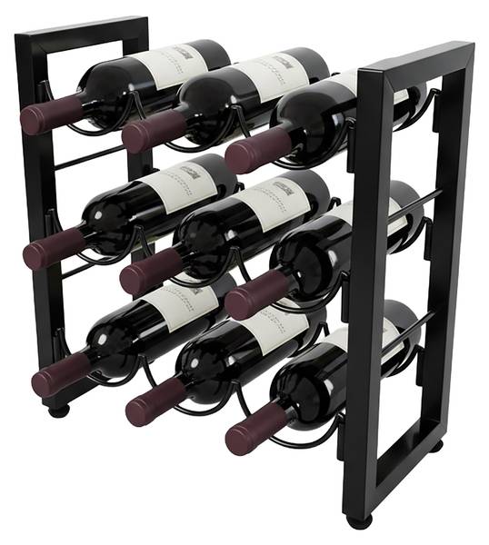 Weinregal für 9 Flaschen Schwarz - Eisen - Stahl - 35 x 36 x 17 cm