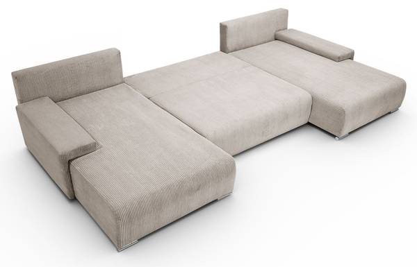 Ecksofa LAVIO U mit Schlaffunktion Beige - Polyester - 348 x 93 x 188 cm