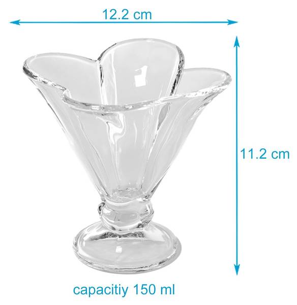 4x Eis Schalen Becher IDA Glas - 13 x 12 x 13 cm