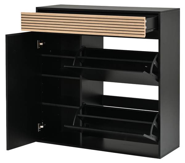 Schuhschrank Philotes Ⅰ Schwarz - Braun - Holzwerkstoff - 100 x 105 x 35 cm