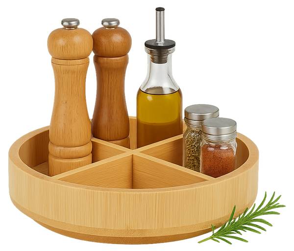 Drehteller Bambus Braun - Holzverbundwerkstoff - 24 x 6 x 24 cm