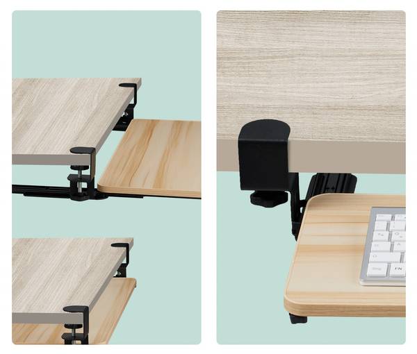 Ausziehbare Tastaturablage zum Klemmen Schwarz - Hellbraun