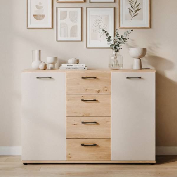 Sideboard LINO bruin - plaatmateriaal op houtbasis - 120 x 86 x 35 cm