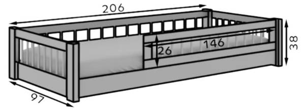 Bett Nori Weiß - 97 x 206 cm