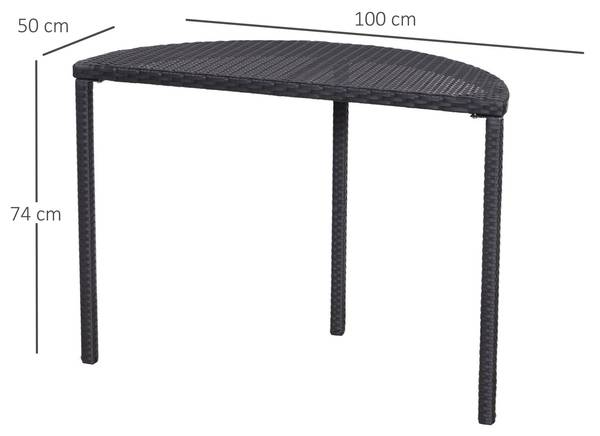 Balkontisch BB5380 Schwarz - Rattan - 50 x 74 x 100 cm