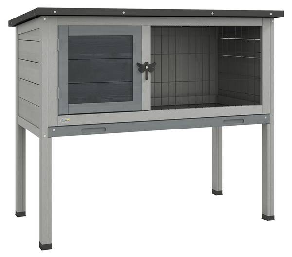 Konijnenhok D51-119V00GY grijs - massief hout - 43 x 70 x 84 cm