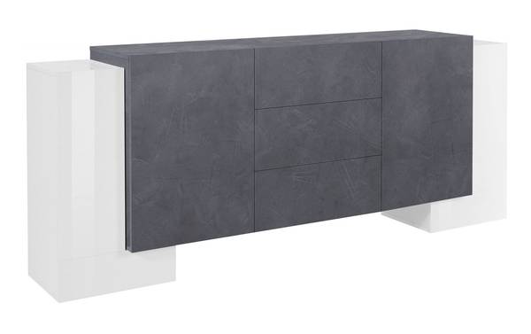 Kommode Fabio Grau - Weiß - Holzwerkstoff - 210 x 85 x 45 cm