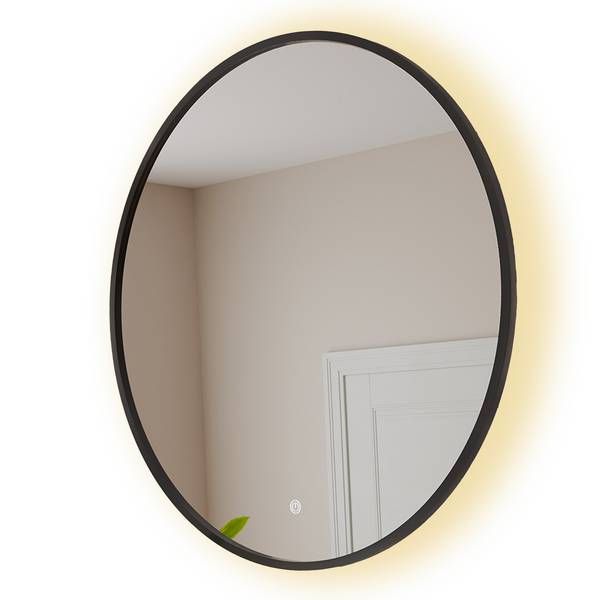 Badezimmerspiegel Torino Schwarz - Spiegelglas - 80 x 80 x 4 cm