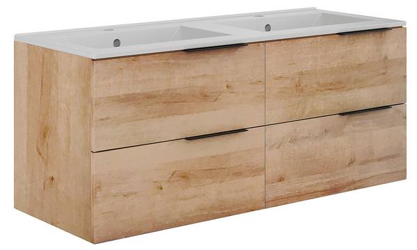 Ensemble salle de bain NISAYA Beige - En partie en bois massif - 46 x 50 x 120 cm