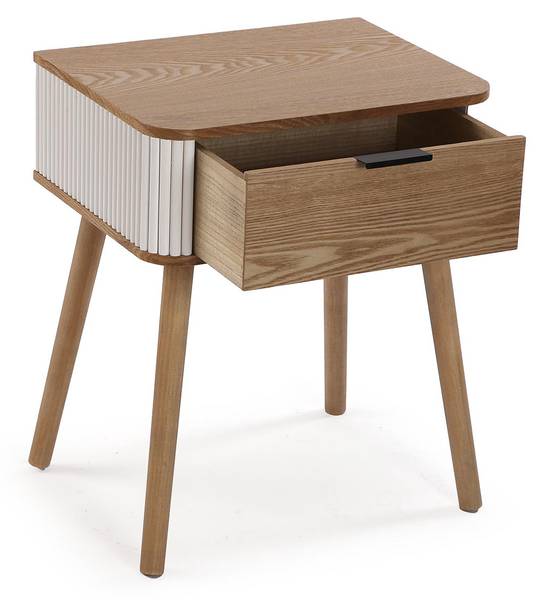 Nachttisch Leiah Weiß - Holzwerkstoff - Holz teilmassiv - 33 x 51 x 43 cm