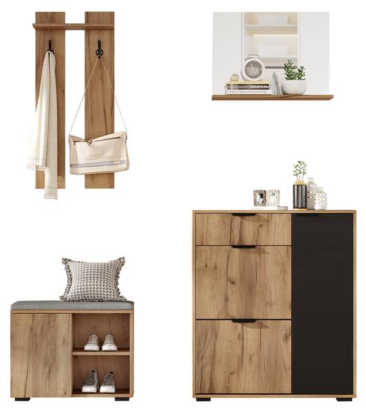 Garderobenset NaturSHEF Braun - Holzwerkstoff - 35 x 139 x 140 cm