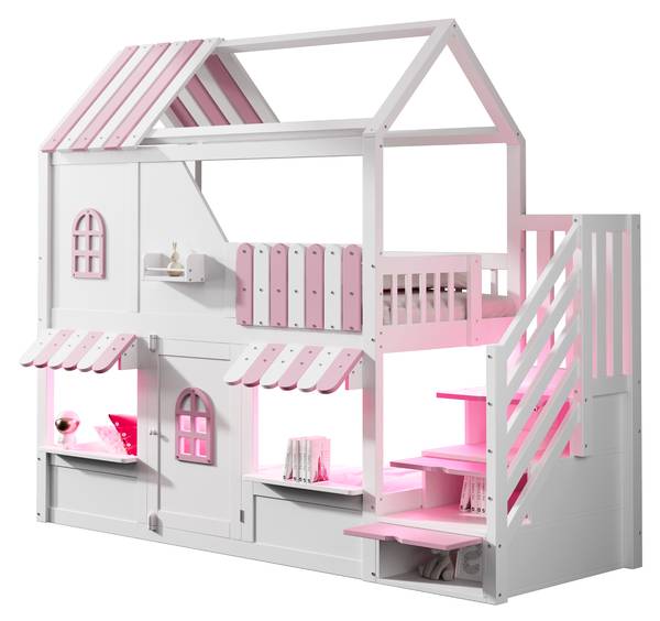 Hochbett Oneiros Ⅱ Pink - Weiß