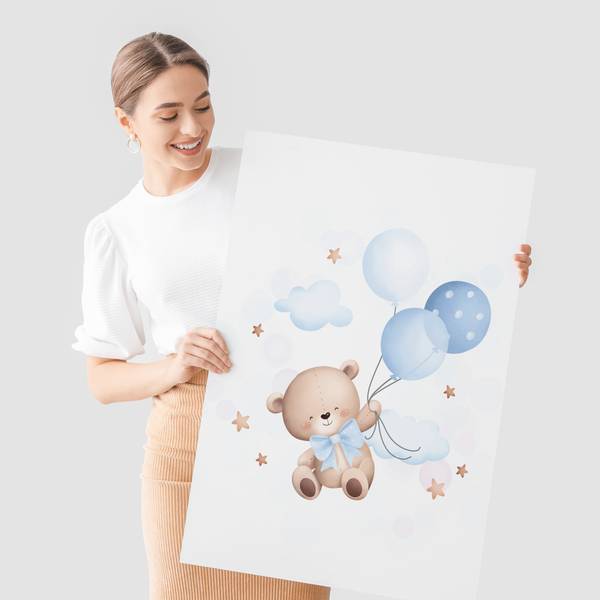 Poster Teddybären und Ballons 3er Set 30 x 42 x 42 cm