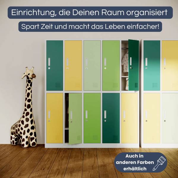 Umkleideschrank TOKIO 10 Abteile Multicolor - Gelbgrün
