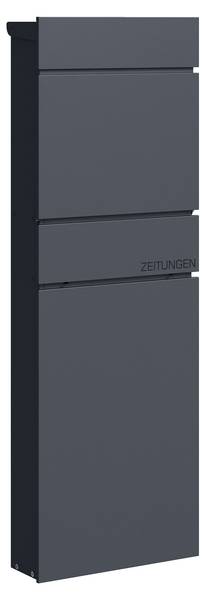 Standbriefkasten Stahl Grau - Stahl - 40 x 111 x 14 cm