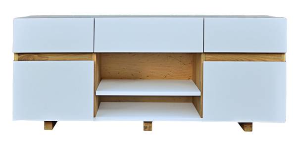 Moderner weißer TV-Schrank DORIS Braun - Eiche - 130 x 55 x 32 cm