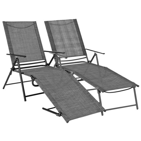 Sonnenliege ZB33519SD-4DE (2er Set) Grau - Metall - 64 x 102 x 189 cm