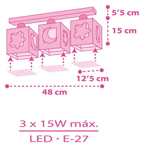 Kinder Deckenleuchte Luna Pink - Kunststoff - 14 x 21 x 50 cm
