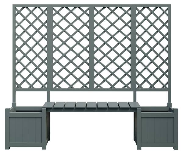 Spalier Emilia mit Blumenkasten Grau - Massivholz - 169 x 145 x 42 cm