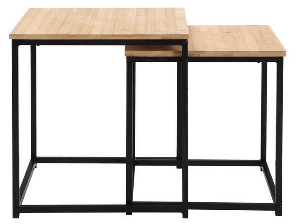 Beistelltischset KOKO Beige - Schwarz - Holzwerkstoff - Metall - 38 x 40 x 38 cm