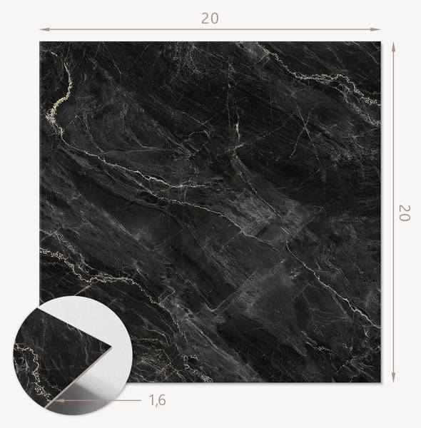 Vinylfliese MarmorEdel 20er-Set Schwarz - Vinyl - 20 x 20 x 1 cm