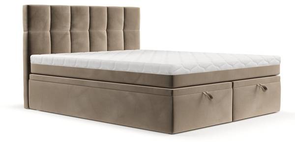 Boxspringbett ELANO mit Stauraum Paros Taupe - Liegefläche Breite: 140 cm