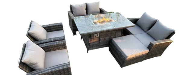 Gartenlounge Set Esstisch A(6er-Set) Grau - Webstoff - 80 x 70 x 140 cm