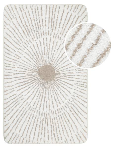 Badteppich Jasbeer Beige - Weiß - Polyester - 80 x 2 x 150 cm