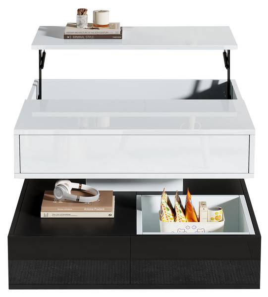 Couchtisch Hermes Ⅵ Schwarz - Weiß - Holzwerkstoff - 90 x 55 x 90 cm