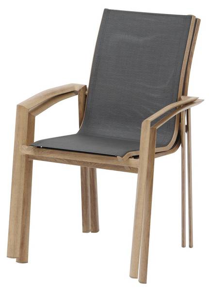 Fauteuil de jardin empilable AXANT Gris - Métal - 57 x 94 x 63 cm