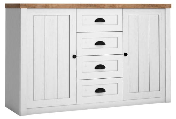 Kommode Prowansja 5 Weiß - Holzwerkstoff - 130 x 87 x 43 cm