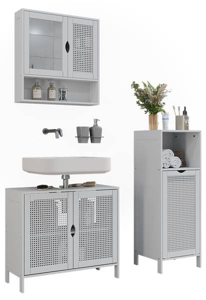 Badkamermeubelset Liora 59929 set van 3 wit - plaatmateriaal op houtbasis - 68 x 60 x 29 cm