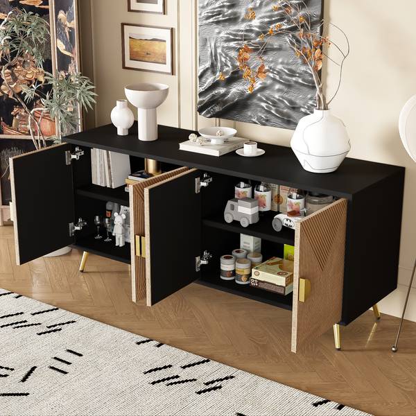 Sideboard mit 4 Türen O30104 Braun - Holzwerkstoff - 160 x 75 x 40 cm