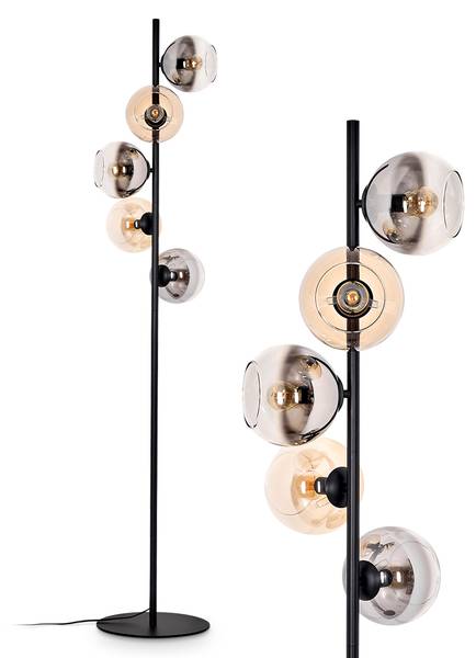 Stehlampe Cesaro Braun - Grau - Metall - 17 x 160 x 83 cm