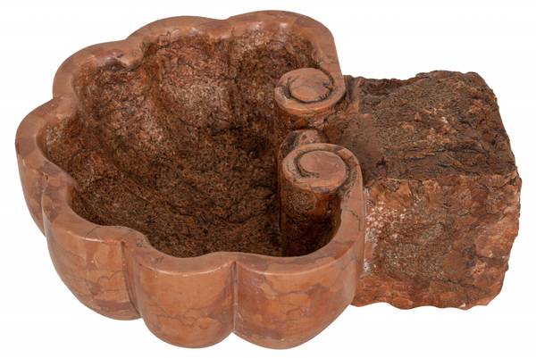 Wandbrunnen MUSCHEL Rot - Marmor - 30 x 13 x 26 cm