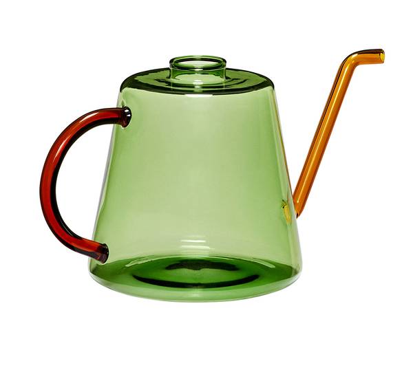Gießkanne Flora Grün - Klarglas - Farbglas - Milchglas - Spiegelglas - 14 x 14 x 24 cm