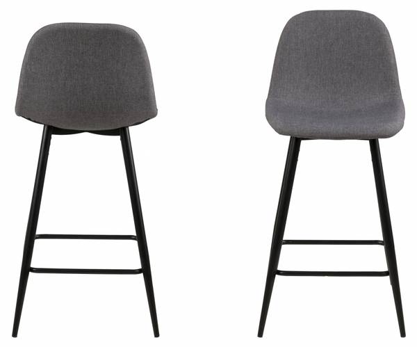 Barhocker Willy 2er Set Grau - Textil - 44 x 91 x 48 cm