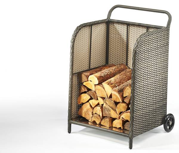 Kaminholzkorb ROLL 29301-23 Grau - Polyrattan - 48 x 79 x 52 cm