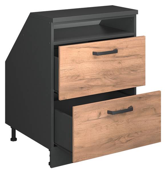 Dachschrägenschrank Rion 59955 Anthrazit - Eiche Dekor
