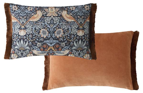 Zierkissen Erdbeerdieb Blau - Baumwollstoff - 60 x 40 x 2 cm